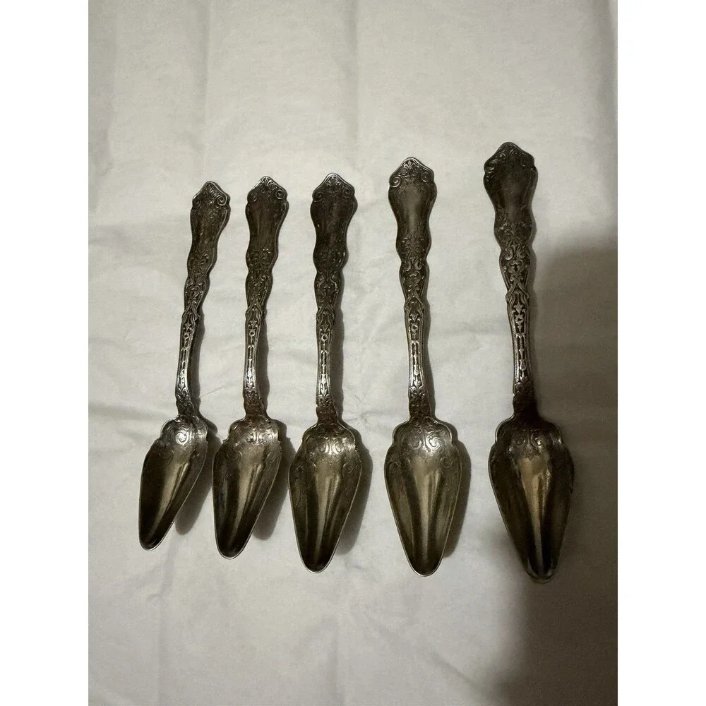 Antique 1907 Rogers AA Alhambra Silverplate Fruit Spoons Set of 5